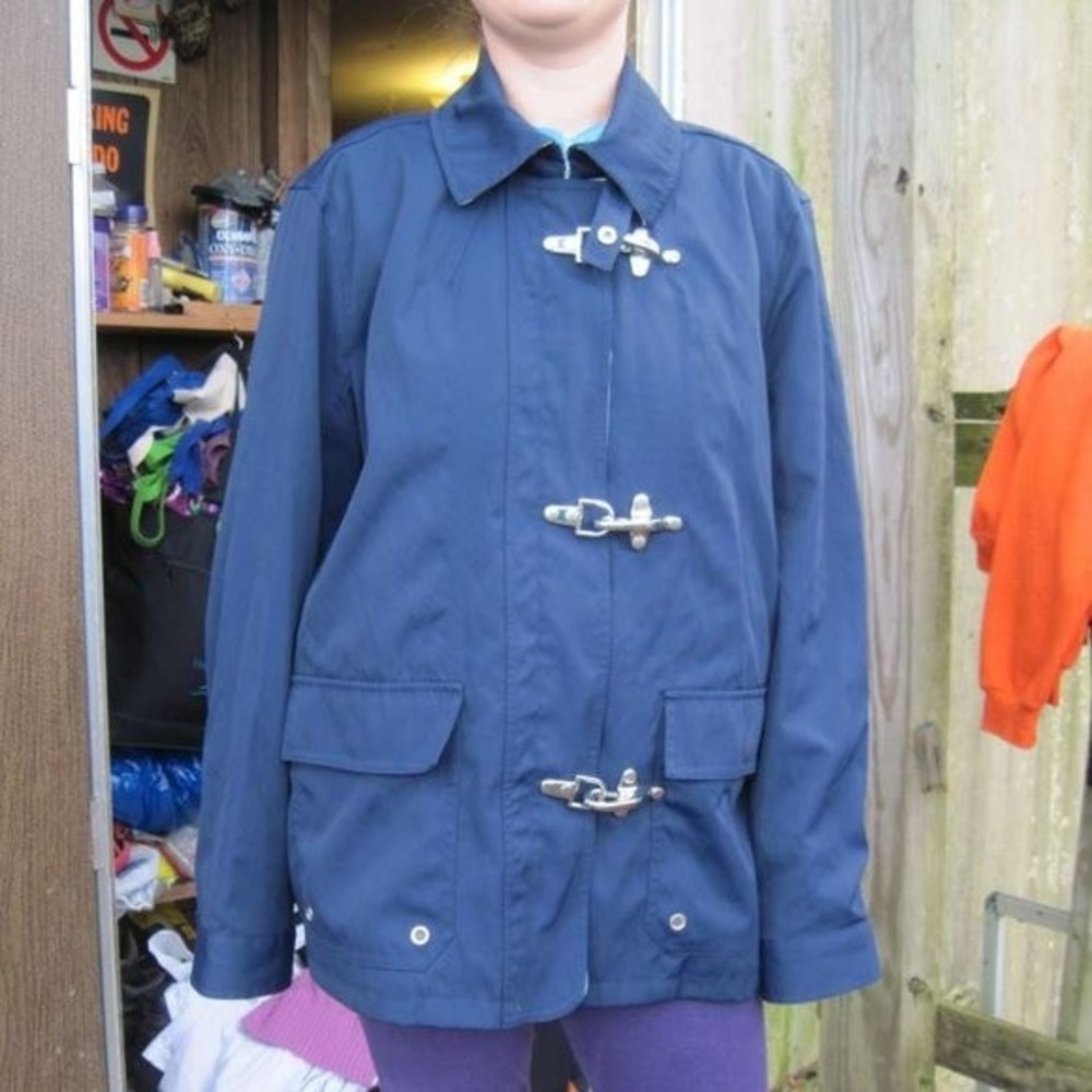 Ralph Lauren Heavy Toggle Clasp 1X Over Coat Navy Blue Vented Pockets Fireman
